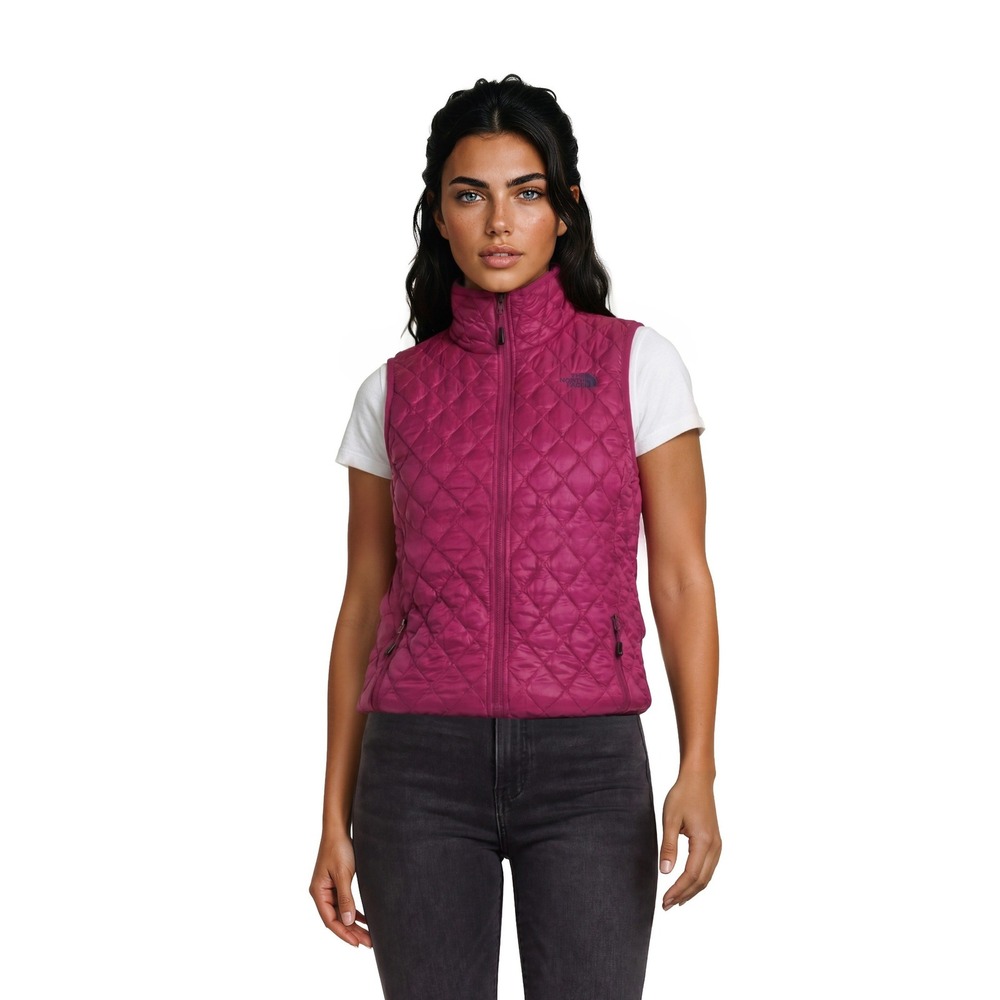 The North Face ThermoBall Puffer Vest Women's Size Small Pink Quilted Full Zip‎